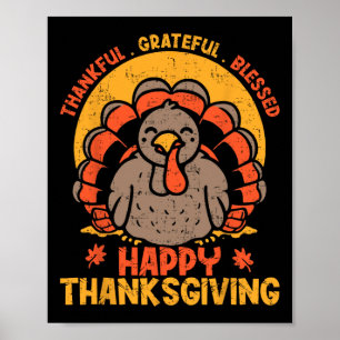 Poster Graças Feliz Feliz Feliz Turke de Ação de Graças