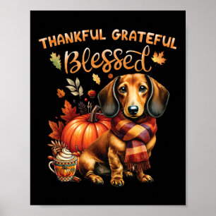 Poster Graças Grata, abençoada Cachorro Dachshund Queda V