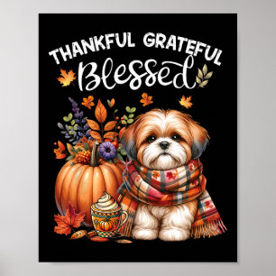 Poster Graças Grata Bênção Shih Tzu Cachorro Queda Y