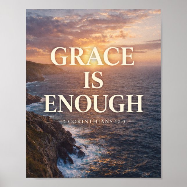 Poster Grace Is Enough Ocean Sunrise Wall Art (Frente)