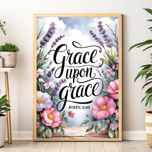Poster Grace Sobre a Graça - Arte de Muro Cristã para Mul