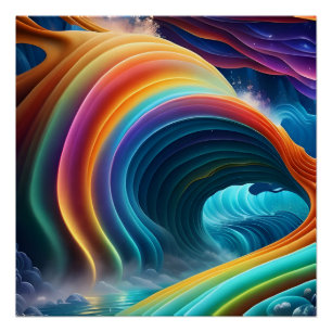 Pôster Graceful Bright Rainbow Waterfall