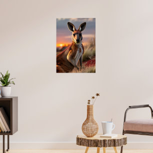 Poster Graceful Kangaroo ao pôr do sol