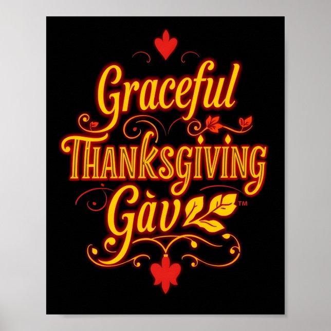 Poster Graceful Thanksgiving Gav – Warm Autumn Typography (Frente)