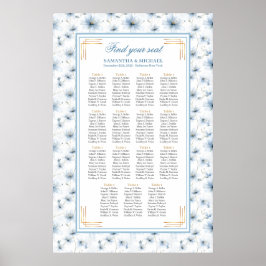 Poster Graceful Watercolor Pastel Blue Dourado