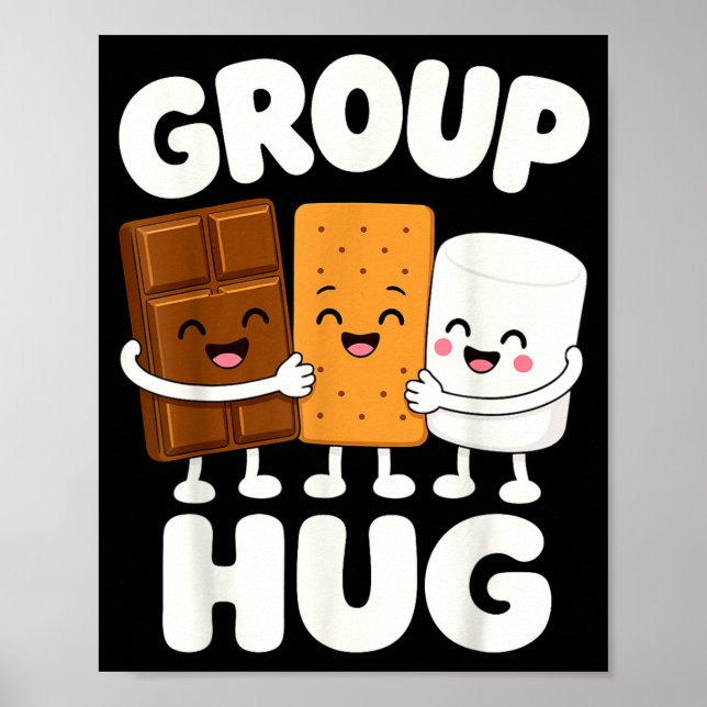 Poster Graciosas marshmallows de s'mores na fogueira  (Frente)