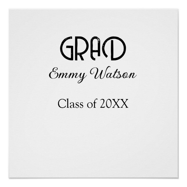 Pôster Grad bold letter graduation name class of 20XX sim (Frente)