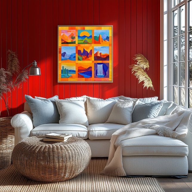 Pôster Grade de Arte do Deserto com Moldura Laranja - Geo (Criador carregado)