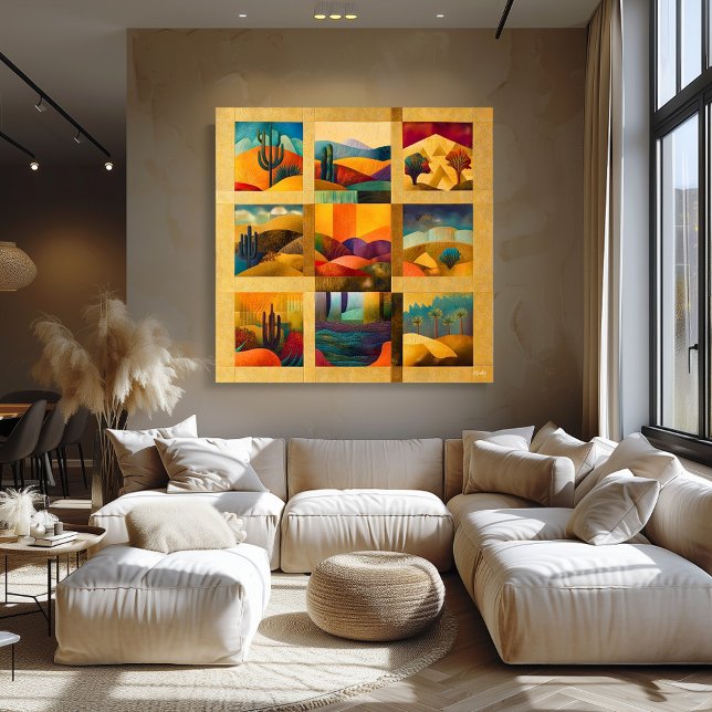 Pôster Grade de Arte do Deserto Enquadrada por ouro - Geo (Criador carregado)