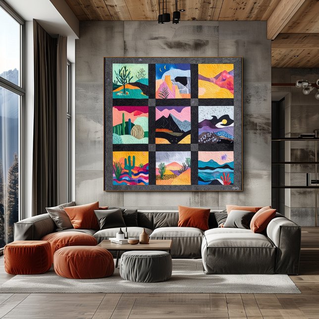 Pôster Grade de Arte do Deserto Preto - Geométrica Vibrad (Criador carregado)