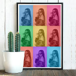 Poster Grade de Fotografias Personalizadas Modernas com P<br><div class="desc">Um design de arte pop colorida,  mas moderno,  com uma grade de fotos personalizada. Simplesmente personalize sua própria foto para criar sua própria arte exclusiva. Um design ideal para decoração doméstica,  presentes personalizados e favores exclusivos.</div>