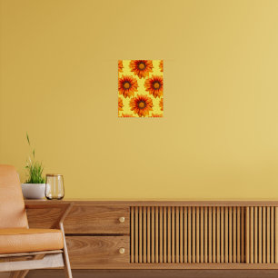 Poster Gradiente de Flor de Laranja Amarelo Brilhante Rec