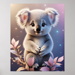 Poster Gradiente de Sonho Fantasia e Bonita Koala