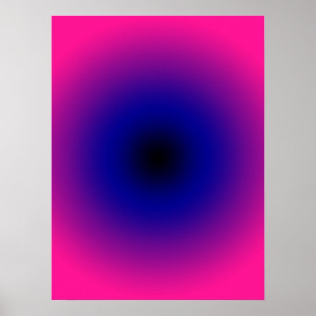 Poster Gradiente Preto Azul Escuro Roxo e Rosa Intenso (Frente)