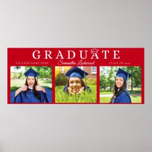 Poster Graduação 2025 Formando 3 Fotos Script Vermelho