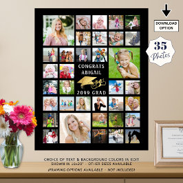 Poster Graduação 35 Colagem de Fotos Dourado Preto Metáli