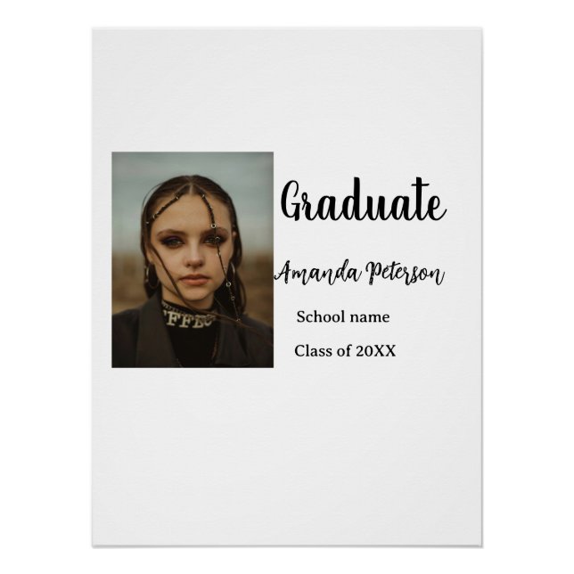 Pôster Graduação clássica adicione nome de foto classe an (Frente)
