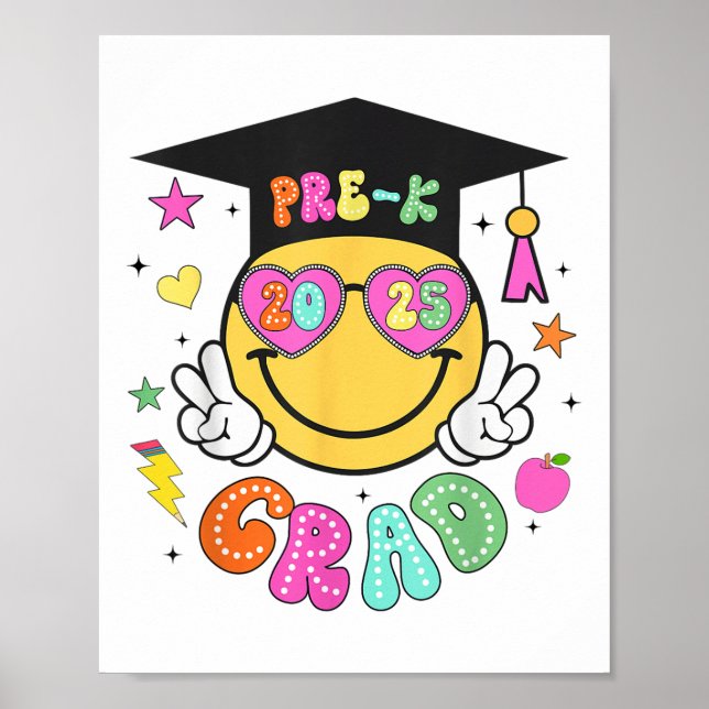 Poster Graduação da face do Groovy Smile do Formando Pré- (Frente)