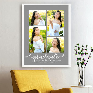 Poster Graduação de cinzas 4 Foto Script Hearts Modern Gi