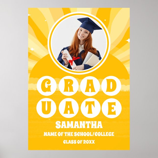 Poster Graduação de Foto em Sol Retro (Frente)