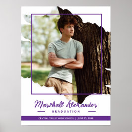 Poster Graduação de Foto Torn Abstrato Roxo