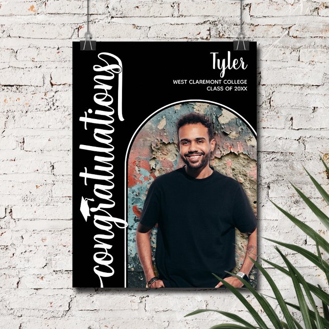 Poster Graduação de Fotos Archadas a Preto (Arched Photo on black  Graduation Poster, INSTANT DOWNLOAD and/or PRINTED)