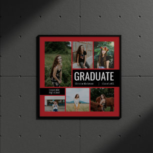 Poster Graduação de Fotos Vermelho e Preto 6