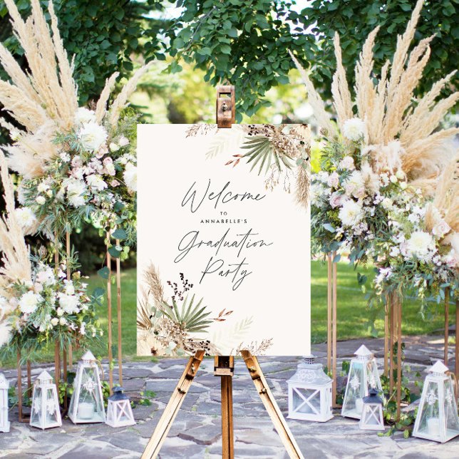 Poster Graduação de orçamento pampas botânica moderna ele (Criador carregado)