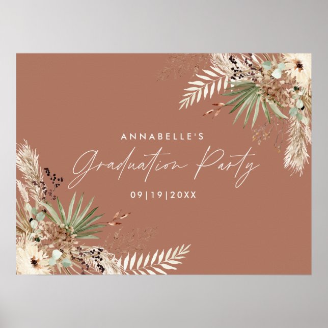 Poster Graduação de orçamento pampas botânica terracotta  (Frente)