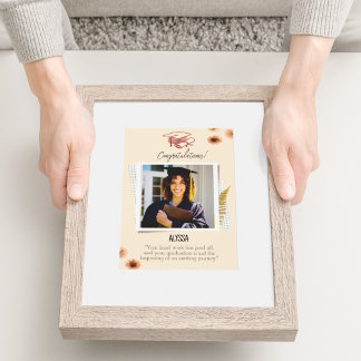 Poster Graduação de papel de vinheta castanha simples