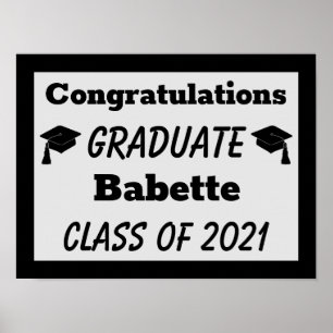 Poster Graduação de Parabéns Prateados Pretos