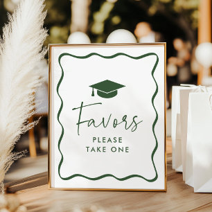 Poster Graduação de Quadro de Onda Verde Moderna Favorece