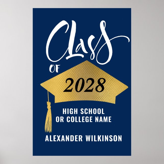 Poster Graduação de Script do Na moda de Formando Dourado (Frente)