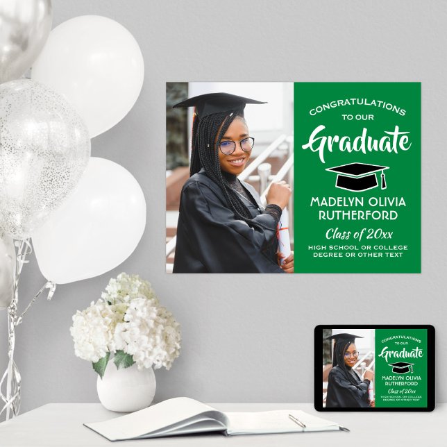 Poster Graduação em Formando Foto Verde e Branco (Criador carregado)