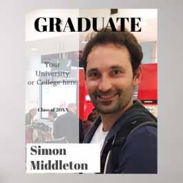 Poster Graduação Foto Moderno Formando Cabeçalho Preto