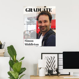 Poster Graduação Foto Moderno Formando Cabeçalho Preto