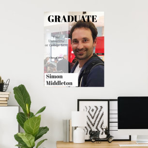 Poster Graduação Foto Moderno Formando Cabeçalho Preto