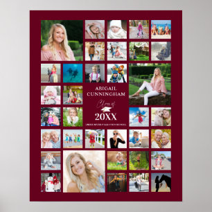 Poster Graduação Maroon Burgundy 35 Photo Collage