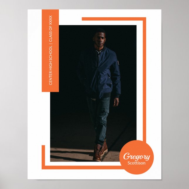 Poster Graduação Moderna de Foto Laranja (Frente)