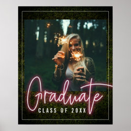 Poster Graduação Neon Pink Boxwood Classe De Foto De