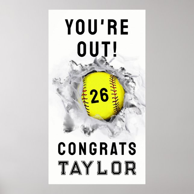 Poster Graduação noturna de Mais velho de Softball (Frente)