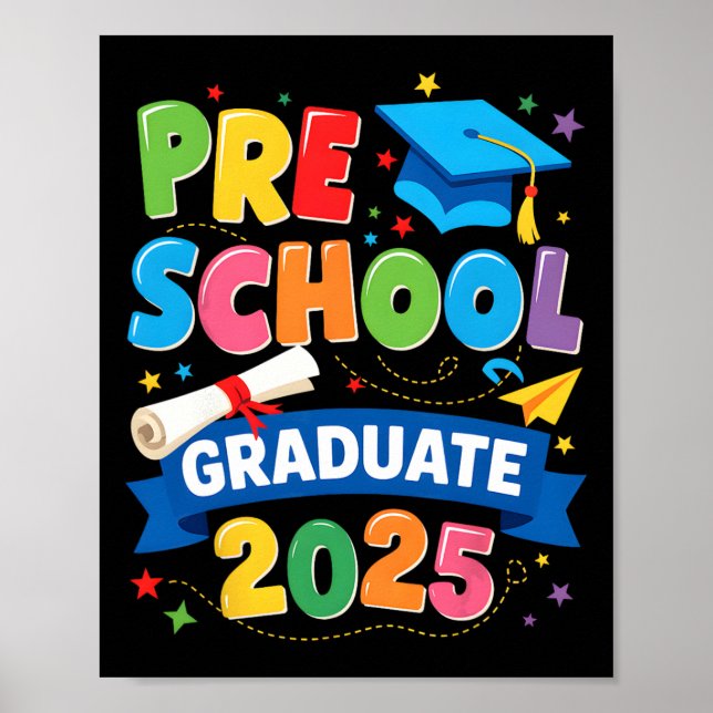 Poster Graduação pré-escolar 2025 Crianças pré-k Formando (Frente)