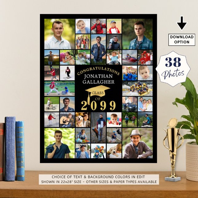 Poster Graduação Preto Dourado Parabéns 38 Colagem de Fot (Criador carregado)