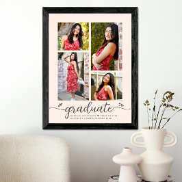 Poster Graduação Rosa Corado 4 Foto Cinza Coração Script
