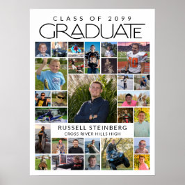 Poster Graduate 28 Photo Collage Modern White Black
