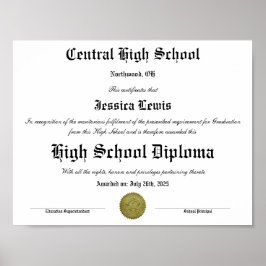 Poster Graduation High School Graduate Diploma