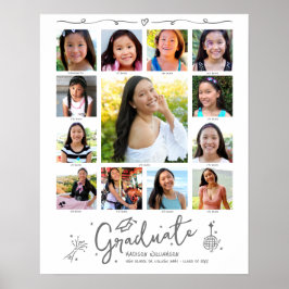 Poster Graduation K–12 Photo Collage Gray Doodles White