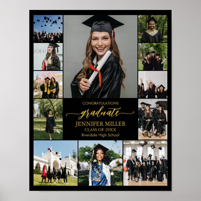 Poster Graduation Portrait Personalized Photo Collage (Frente)