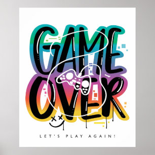 Poster Graffiti de joystick de game over gamer