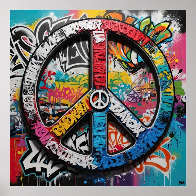 Poster Graffiti Street Art A Canvas for Peace Symbols (Frente)